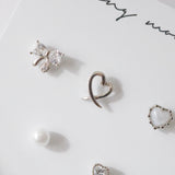 リボンパールピアスセット/[5 set] Ribbon Pearl Piercing Set