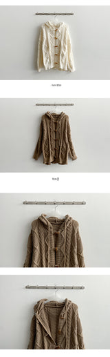 Ruddy Tteokbokki button hooded knit cardigan