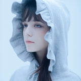 バニーラッフルフーディー/0 7 bunny ruffle hood - GREY