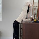 フロップ フード リブ 2ボタン カーディガン/flop hood ribbed two-button cardigan