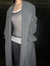 [UNISEX] Wool back button maxi long coat (Gray)