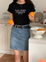 ルシャレタリングＴシャツ / LES CHATS LETTERING T-SHIRT BLACK