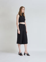 BLACK CROP KNIT ZIP UP SLEEVELESS(Copy) (6679763779702)