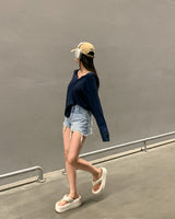 [Bellide made] Chalang snap ribbed T-shirt