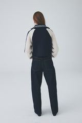 ボウクル2WAYジップアップニット / Boucle 2way Zip-up Knit [Navy]