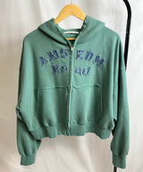 vintage denim hood zip-up