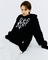 ラウンドタイポスプレーフーディー/ROUND TYPO SPRAY HOODIE-BLACK