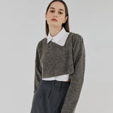 カットアウト２WAYウールクロップトップ / CUT OUT 2-WAY WOOL CROP TOP (BROWNGRAY)