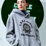 [UNISEX] Faux Shearling-Trimmed Cotton-Jersey Hoodie (Grey) (6656663257206)
