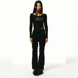 221-WAVE KNIT RIBBON BOOT CUT PANTS (6677538930806)