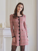 JENNY CHECK WOOL ONEPIECE_PINK (6638373929078)