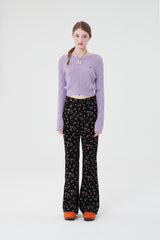 スモールチェリークロップ丈ニット／SMALL CHERRY CABLE CROP KNIT [LIGHT LAVENDER]