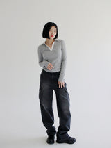 セニティーカーゴパンツ / no.5184 Senity Cargo Pants - Black denim