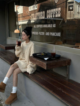 Cooking Twisted Doughnut Patterned Oversized Fit Knitwear