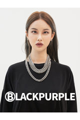 Lenin Stone Cubic Chain Necklace-Silver