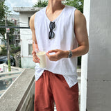 レイヤードスリットコットンノースリーブタンク / Layered Slit Cotton Sleeveless Tank (3 colors)