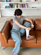 ribbon string pants (blue-gray)