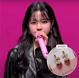 [IVE Leeseo, Jo Yuri Earring] Rosepink Heart and Ribbon Earring
