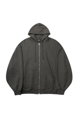  BLUR HEART LOOSE HOODIE ZIP UP_KHAKI