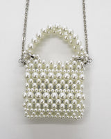 フェディンメタルパールビーズパールトートクロスバッグ/Pedin Metal Pearl Bead Pearl Tote Crossbody Bag