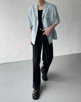 SI linen short-sleeved three-button jacket (2 colors)