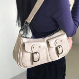 Nait Vintage Washed Leather Pocket Cross Shoulder Bag