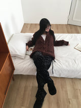 [Raised] Hono フラワーリボンストラップベルベットパンツ