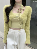 Green Cardigan Top Set (6686020272246)