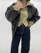 ウールレザージャンパー / Wool leather jumper (2color)