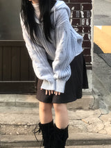 モリガールコージールースウールフーデッドニットウェア