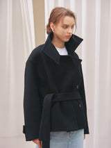 ハイネックハーフコート / HIGHNECK HALF COAT_BLACK