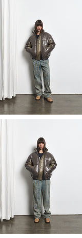 Unisex Zipped Duck Down Padding (Olive Khaki)