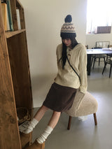 ロニンコーデュロイカットAラインミディスカート
