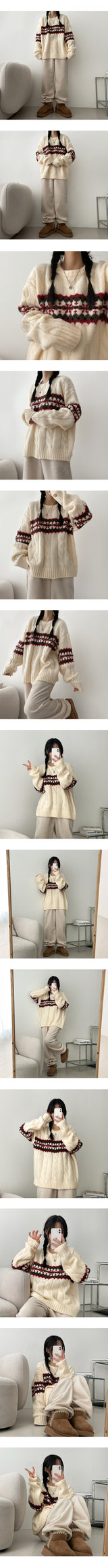 Rollin pattern coloring subtle twisted knitwear