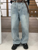Coupure wide denim pants