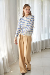 stripe pattern hand beading 100%wool cardigan_ivory (6655893438582)