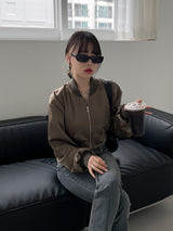 サテン クロップ アビエーション ジャンパー / Satin Crop Aviation Jumper (2color)