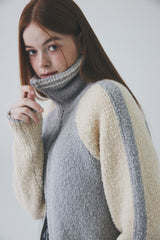 ボウクル2WAYジップアップニット / Boucle 2way Zip-up Knit [Grey]
