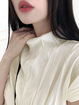 パートルプリーツエンボスハーフポーラー半袖Tシャツ/Pertle Pleated Embossed Half Polar Short Sleeve T-Shirt