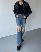 イーノックスクエアウィンクルレザージャケット / ENOC Square Winkle Leather Jacket (2 colors)