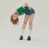 レギュラーフィットツートーンプリントTシャツ / REGULAR FIT TWO TONE PRINT T-SHIRT_GREEN