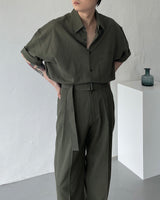 リネンショートスリーブボックスシャツ / ECT linen short-sleeved box shirt (4 colors)