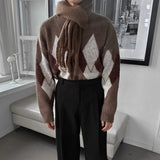 ASCLO Mohair Argyle V Cardigan (3color)