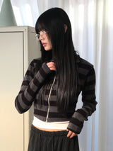 Chipo ストライプブラッシュクロップジップアップ
