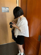 two-way ribbon puff blouse