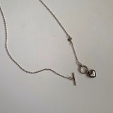 s-eh アンティークシンプルハートトグルバーネックレス/ s-eh Antique Simple Heart Toggle Bar Necklace