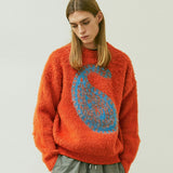 BULKY BRUSH PAISLEY SWEATER ORANGE