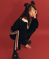 03ベルベットライニングトラックパンツ / 0 3 velvet lining track pants - BLACK