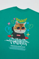 サングラスキャット半袖Tシャツ / VENTIQUE Sunglasses cat T-shirt 3color