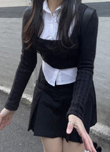 スクールルックシャツカーディガンレイヤードセット / School Look Shirt Cardigan Layered Set